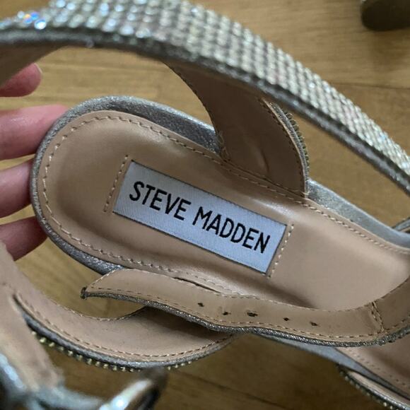 Steve Madden Sparkly Rhinestone Platform Ankle Strap Sandals - Picture 5 of 7